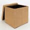 Simplify 15" Faux Linen Folding Storage Ottoman Cube